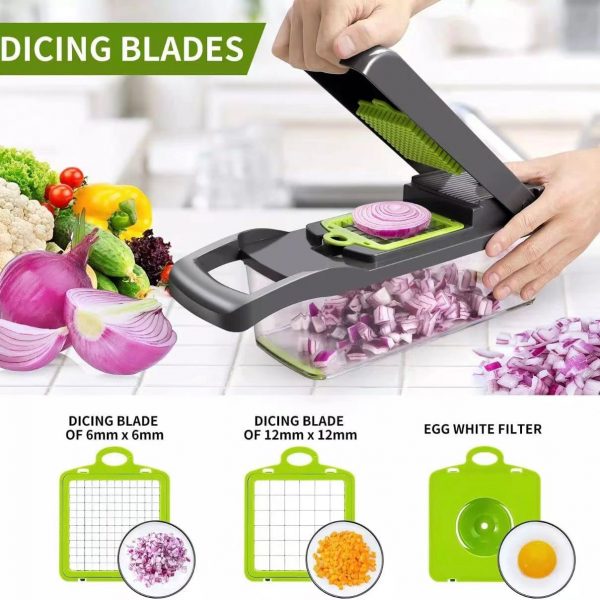 12 IN 1 FOOD DICER – Cuțit multifuncțional 12 în 1 slider