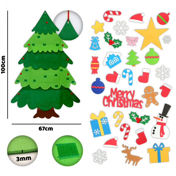 FELT CHRISTMAS TREE – Pachet cu copac din pâslă și ornamente de rezervă slider