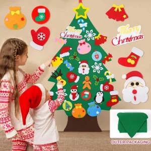 FELT CHRISTMAS TREE – Pachet cu copac din pâslă și ornamente de rezervă 03