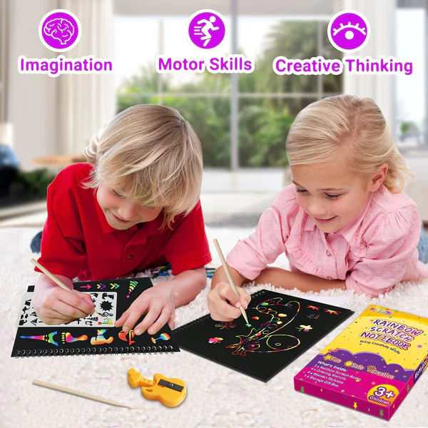 Rainbow scratchbook – Caiet cu zgârieturi curcubeu (1+1 GRATIS) slider