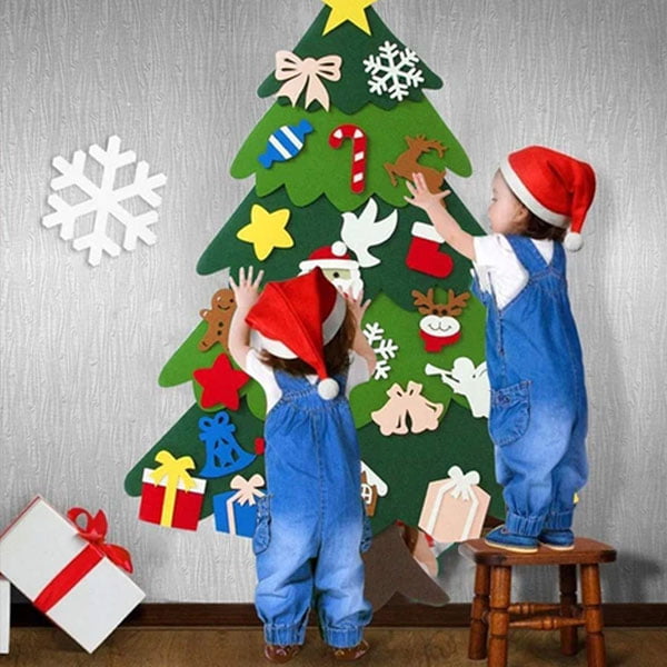 FELT CHRISTMAS TREE – Pachet cu copac din pâslă și ornamente de rezervă 02