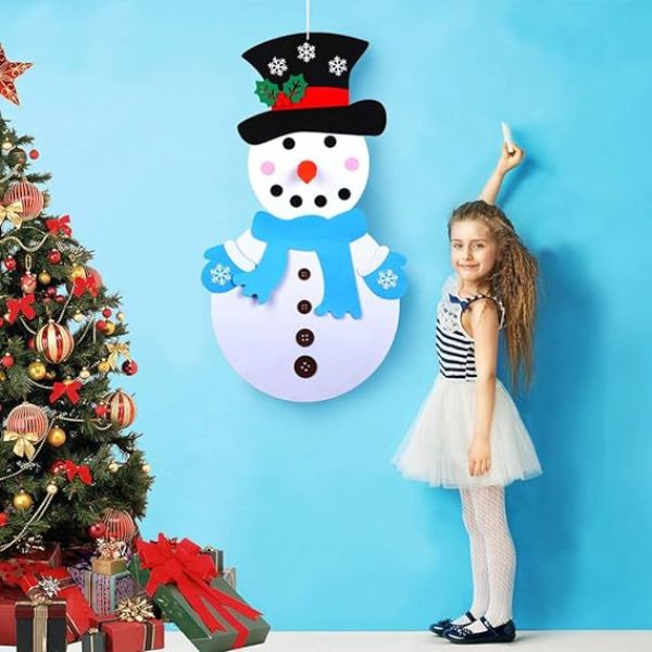 CHRISTMAS SNOWMAN – Om de zăpadă din fetru cu ornamente detașabile slider